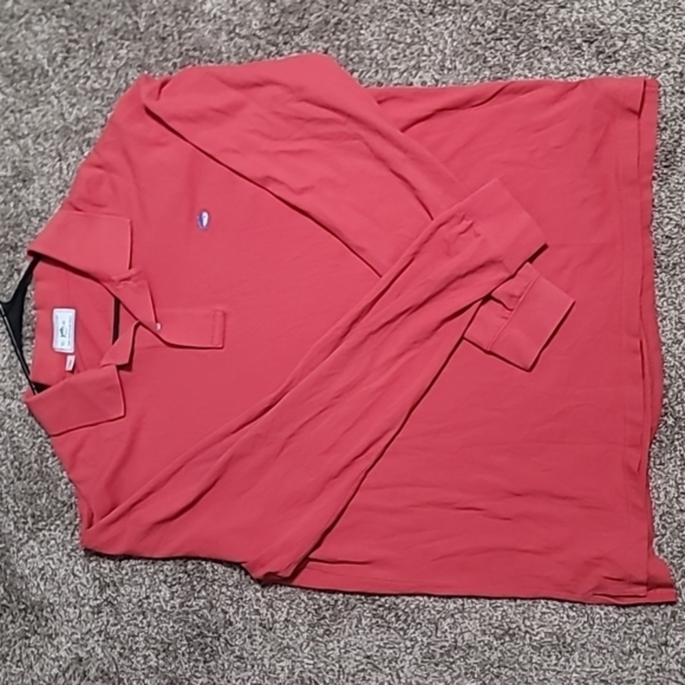 Southern Tide Skipjack Polo Red LS 97% Cotton Shirt. Men's XL